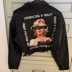 Women's Black Cropped Denim Jacket